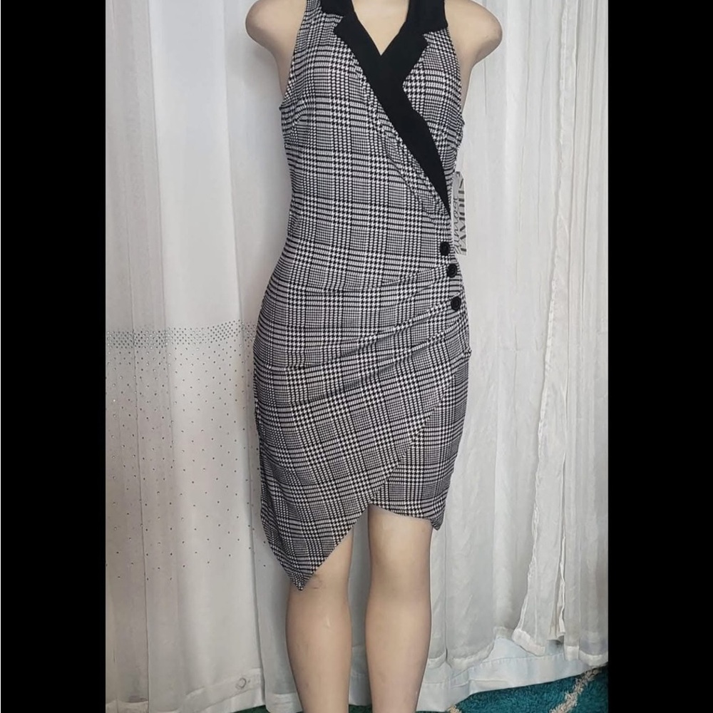 Stylish Black and White Plaid Dress
